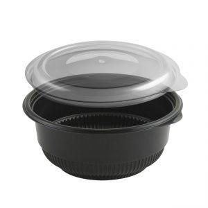 Incredi-Bowls® CDM5820-LH5800D - 5.75" Round Bowl16-20 oz Microwavable Black Base And Clear Anti-Fog Polypropylene Lid Combo Pack