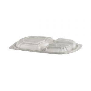 MicroRaves LH713 - 10" x 7" Rectangle Lid Microwavable Three Compartment Clear Anti-Fog Fits M713B