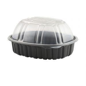 Nature's Best 4110600 - 9.5" x 7.5" Oval Combo Pack Large Roaster Microwavable Black Base And Clear Anti-Fog High Polyproylene Lid