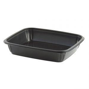 Mega-Meal M1280 - 12" x 10" Rectangle Container 80 oz Microwavable Polypropylene Black Half Steam Pan Family Size