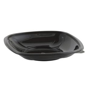 Crystal Classics® CPS820 - 8" Square Bowl 20 - 24 oz RPET Black Salad Bowl Base