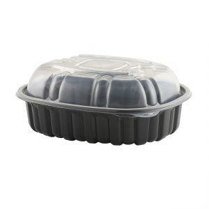 Nature's Best 4110650 - 9.5" x 7.5" Oval Large Roaster Microwavable Black Base And Clear Anti-Fog Low Polypropylene Lid Combo Pack