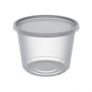 MicroLite CD16CXL - 4.5" Round Combo Pack 16 oz Microwavable Clear Deli Cup Base And Clear Flat PP Lid, Inside Fit