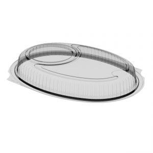 Embraceable LH1835 - 10" x 8" Oval Lid Microwavable Clear Anti-Fog Polypropylene Cup Holder, Fits M1825B