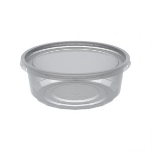 MicroLite CD08CR - 4.5" Round Combo Pack 8 oz Microwavable Clear Deli Cup Base And Clear Flat Polypropylene Lid, Inside Fit