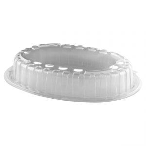 Crisp Food Technologies CF1900L - 11" x 8.5" Oval Polypropylene One Compartment Lid Microwavable Clear Anti-Fog Fits CF1948, CF1942