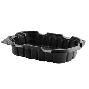 Crisp Food Technologies CF424 - 9" x 6" Rectangle Container 24 oz Microwavable One Compartment Black Base