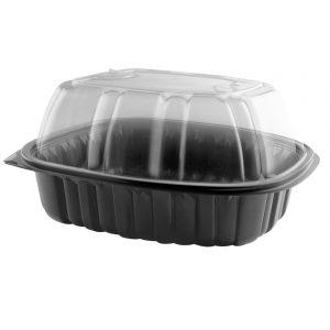 Nature's Best 4110305 - 10.5" x 8" Extra-Large Oval Roaster Microwavable Black Base And Clear Anti-Fog Polypropylene Lid Combo Pack